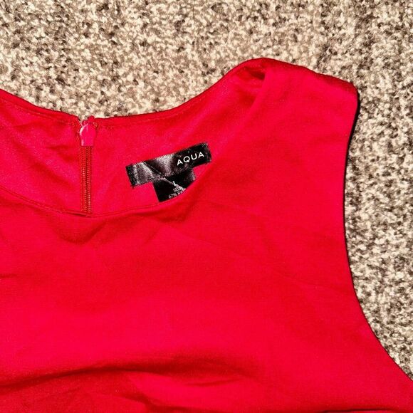 Aqua Women's Sleeveless A-Line Ruffle Bottom Dress in Red Size Large - Picture 8 of 10